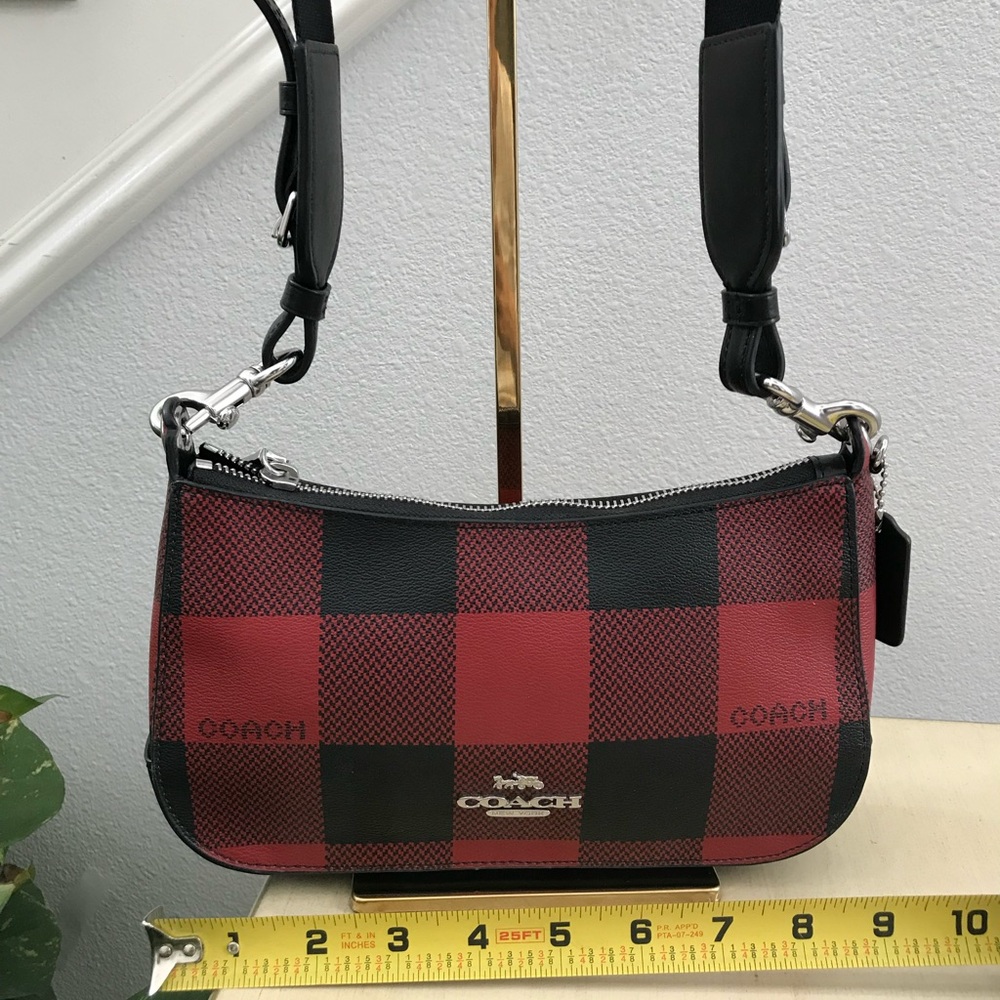 Coach Plaid Red and Black Shoulder Bag